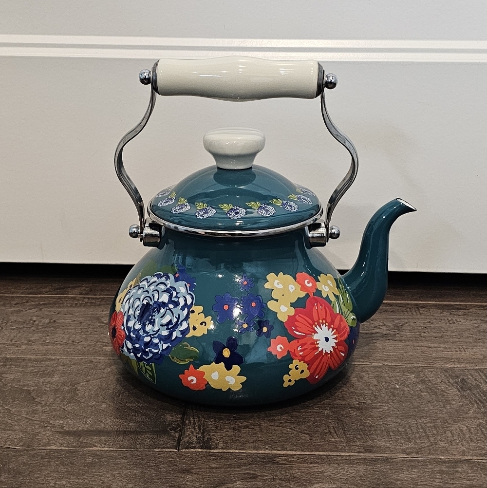 The Pioneer Woman Dazzling Dalia's Whistling Tea Pot - Picture 4 of 8